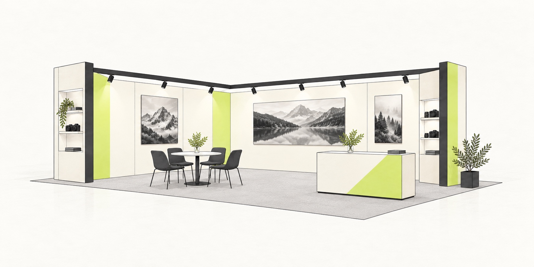 Illustration of an exhibition stand without visitors